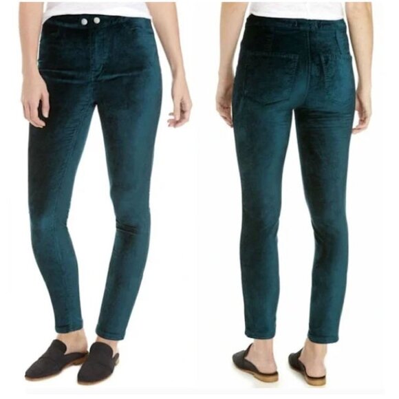 We The Free Sweet Jane Neptune Green Velvet Skinny Pants Size: 26 - Picture 1 of 5